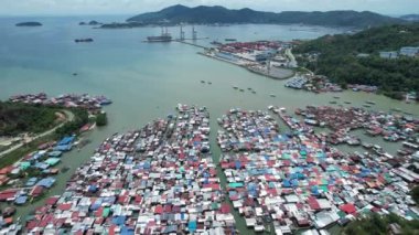 Gaya Adası 'ndaki Köylerin Sahnesi, Kota Kinabalu, Sabah Malezya