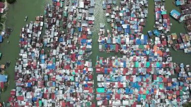 Gaya Adası 'ndaki Köylerin Sahnesi, Kota Kinabalu, Sabah Malezya