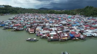 Gaya Adası 'ndaki Köylerin Sahnesi, Kota Kinabalu, Sabah Malezya