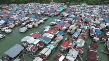 Gaya Adası 'ndaki Köylerin Sahnesi, Kota Kinabalu, Sabah Malezya