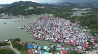Gaya Adası 'ndaki Köylerin Sahnesi, Kota Kinabalu, Sabah Malezya