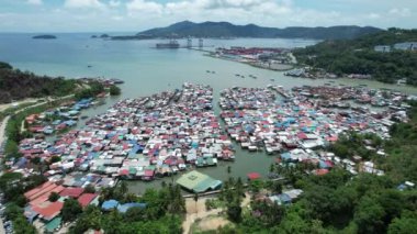 Gaya Adası 'ndaki Köylerin Sahnesi, Kota Kinabalu, Sabah Malezya