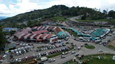 Kundasang, Malezya - 28 Mayıs 2024: Kundasang Kasabasının Hava Görüntüsü