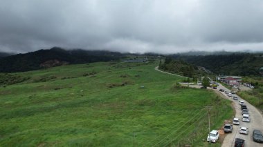 Kundasang, Malezya - 28 Mayıs 2024: Desa Süt Hayvanı Çiftliği Hava Görüntüsü