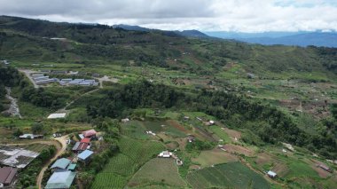 Kundasang, Malezya - 28 Mayıs 2024: Sosodikon Tepesi Kundasang Sabah Hava Görüntüsü