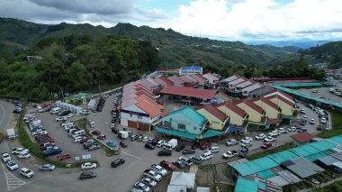 Kundasang, Malezya - 28 Mayıs 2024: Kundasang Kasabasının Hava Görüntüsü