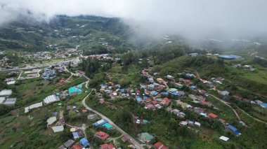 Kundasang, Malezya - 28 Mayıs 2024: Kundasang Kasabasının Hava Görüntüsü