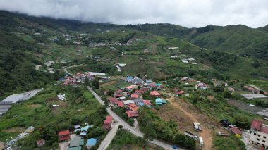 Kundasang, Malezya - 28 Mayıs 2024: Kundasang Kasabasının Hava Görüntüsü