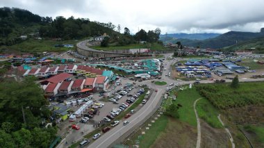 Kundasang, Malezya - 28 Mayıs 2024: Kundasang Kasabasının Hava Görüntüsü