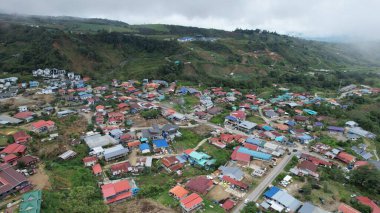 Kundasang, Malezya - 28 Mayıs 2024: Kundasang Kasabasının Hava Görüntüsü