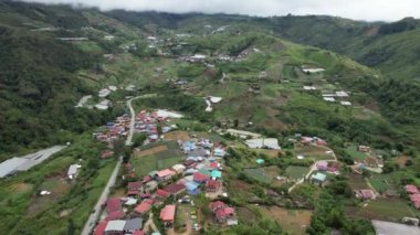 Kundasang, Malezya - 28 Mayıs 2024: Kundasang Kasabasının Hava Görüntüsü