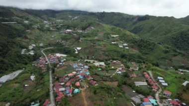 Kundasang, Malezya - 28 Mayıs 2024: Kundasang Kasabasının Hava Görüntüsü