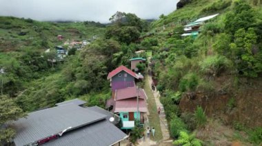 Kundasang, Malezya - 28 Mayıs 2024: Kundasang Kasabasının Hava Görüntüsü