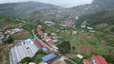 Kundasang, Malezya - 28 Mayıs 2024: Kundasang Kasabasının Hava Görüntüsü