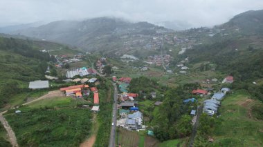 Kundasang, Malezya - 28 Mayıs 2024: Kundasang Kasabasının Hava Görüntüsü