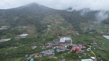 Kundasang, Malezya - 28 Mayıs 2024: Kundasang Kasabasının Hava Görüntüsü