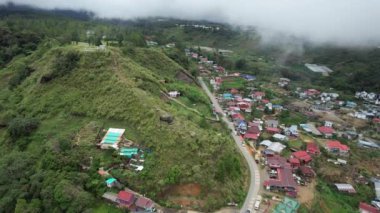 Kundasang, Malezya - 28 Mayıs 2024: Kundasang Kasabasının Hava Görüntüsü