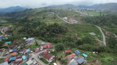 Kundasang, Malezya - 28 Mayıs 2024: Kundasang Kasabasının Hava Görüntüsü
