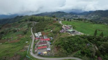 Kundasang, Malezya - 28 Mayıs 2024: Kundasang Kasabasının Hava Görüntüsü