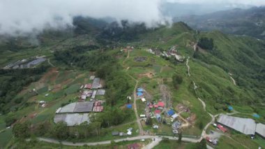 Kundasang, Malezya - 28 Mayıs 2024: Kundasang Kasabasının Hava Görüntüsü