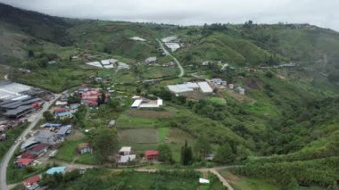 Kundasang, Malezya - 28 Mayıs 2024: Kundasang Kasabasının Hava Görüntüsü