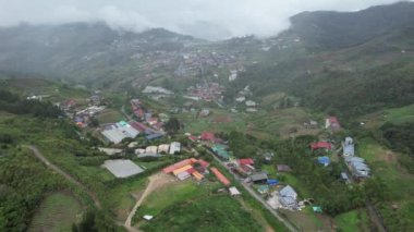 Kundasang, Malezya - 28 Mayıs 2024: Kundasang Kasabasının Hava Görüntüsü