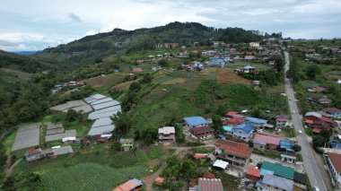 Kundasang, Malezya - 28 Mayıs 2024: Kundasang Kasabasının Hava Görüntüsü