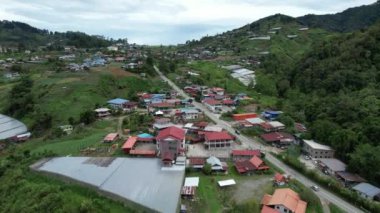 Kundasang, Malezya - 28 Mayıs 2024: Kundasang Kasabasının Hava Görüntüsü