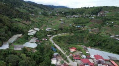 Kundasang, Malezya - 28 Mayıs 2024: Kundasang Kasabasının Hava Görüntüsü