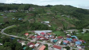 Kundasang, Malezya - 28 Mayıs 2024: Kundasang Kasabasının Hava Görüntüsü
