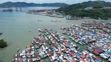 Gaya Adası 'ndaki Köylerin Sahnesi, Kota Kinabalu, Sabah Malezya