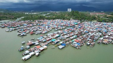 Gaya Adası 'ndaki Köylerin Sahnesi, Kota Kinabalu, Sabah Malezya