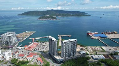 Kota Kinabalu, Malezya 30 Mayıs 2024: Kota Kinabalu Şehir Merkezi Rıhtımı