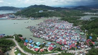 Gaya Adası 'ndaki Köylerin Sahnesi, Kota Kinabalu, Sabah Malezya