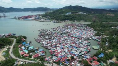 Gaya Adası 'ndaki Köylerin Sahnesi, Kota Kinabalu, Sabah Malezya
