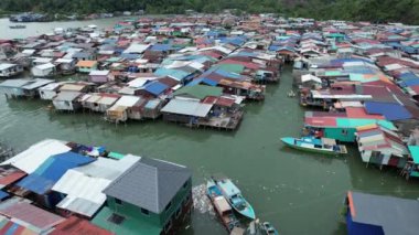 Gaya Adası 'ndaki Köylerin Sahnesi, Kota Kinabalu, Sabah Malezya