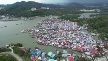 Gaya Adası 'ndaki Köylerin Sahnesi, Kota Kinabalu, Sabah Malezya