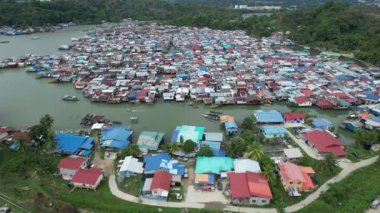 Gaya Adası 'ndaki Köylerin Sahnesi, Kota Kinabalu, Sabah Malezya