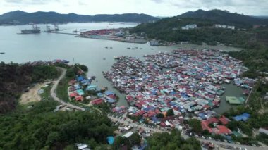 Gaya Adası 'ndaki Köylerin Sahnesi, Kota Kinabalu, Sabah Malezya