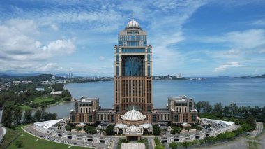 Kota Kinabalu, Malaysia  May 30 2024: The Waterfront Area of Kota Kinabalu City Centre clipart