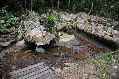 Bau, Malezya - 10 Haziran 2024: Borneo Sarawak Malezya 'nın Paku Rock Maze Bahçesi