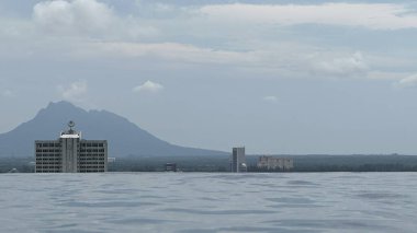 Kuching, Malezya - 16 Haziran 2024: Sonsuzluk Havuzu Arasındaki Kuching Skyline Görünümü