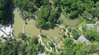 Kuching, Malezya - 21 Haziran 2024: Kuching City 'deki Landmark Binalarının Havadan Görünümü