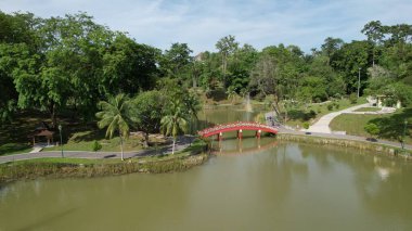 Kuching, Malezya - 21 Haziran 2024: Kuching City 'deki Landmark Binalarının Havadan Görünümü