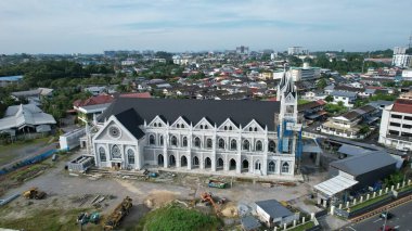 Kuching, Malaysia - June 21 2024: Aerial View of Landmark Buildings in Kuching City clipart