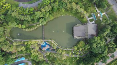 Kuching, Malezya - 21 Haziran 2024: Kuching City 'deki Landmark Binalarının Havadan Görünümü