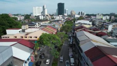 Kuching, Malezya - 21 Haziran 2024: Kuching City 'deki Landmark Binalarının Havadan Görünümü