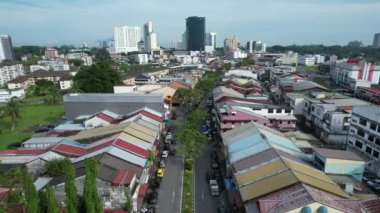 Kuching, Malezya - 21 Haziran 2024: Kuching City 'deki Landmark Binalarının Havadan Görünümü