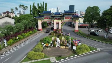 Kuching, Malezya - 21 Haziran 2024: Kuching City 'deki Landmark Binalarının Havadan Görünümü