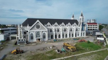 Kuching, Malezya - 21 Haziran 2024: Kuching City 'deki Landmark Binalarının Havadan Görünümü